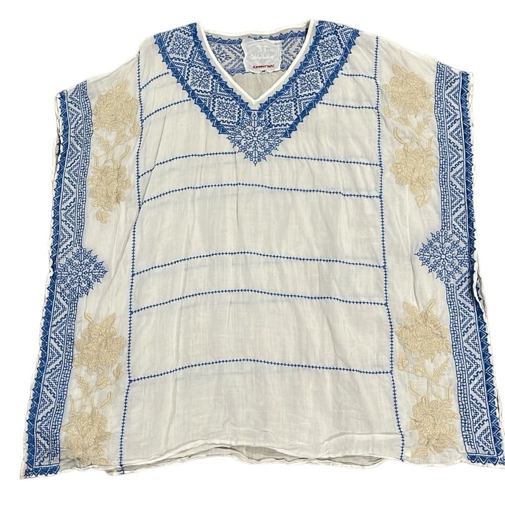 Johnny Was 3J Workshop Embroidered Kaftan Tunic Dress Shirt Women’s‎ XS runs big